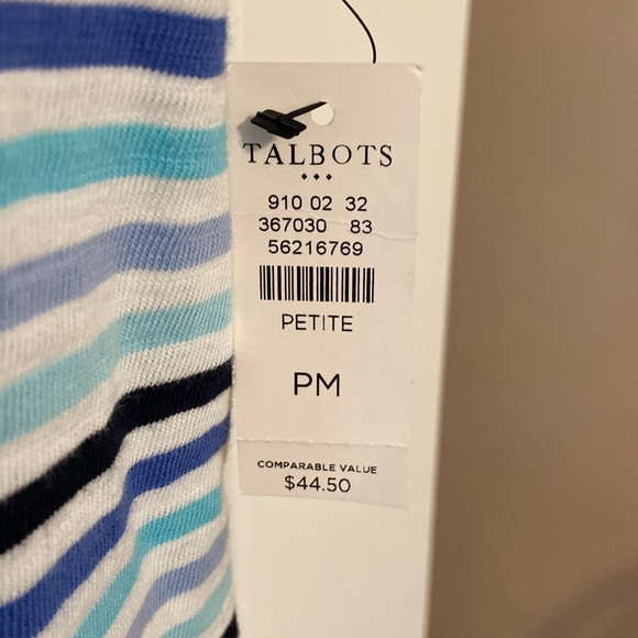 Striped Talbots tee w button details, high low hemline - Picture 6 of 6